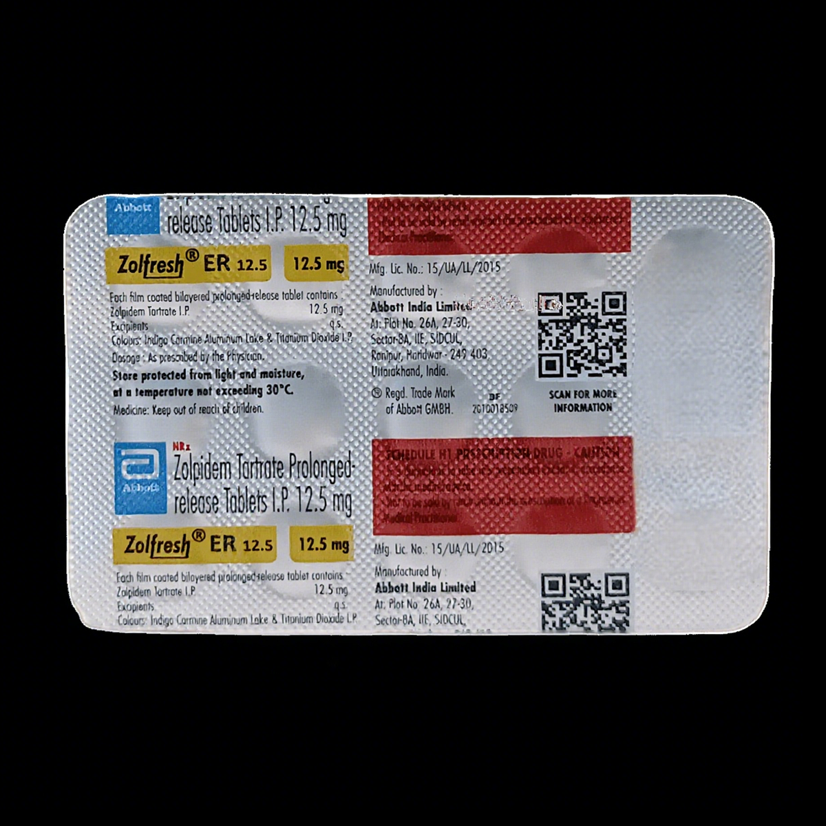 Zolpidem tartrate ER 6.25mg 12.5mg